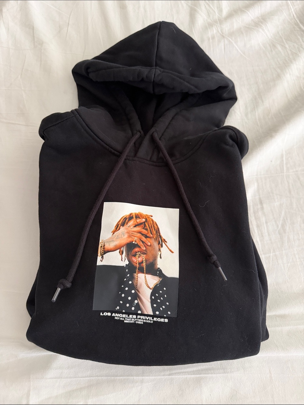 H&M Black Hoodie with Color Photo Graphic